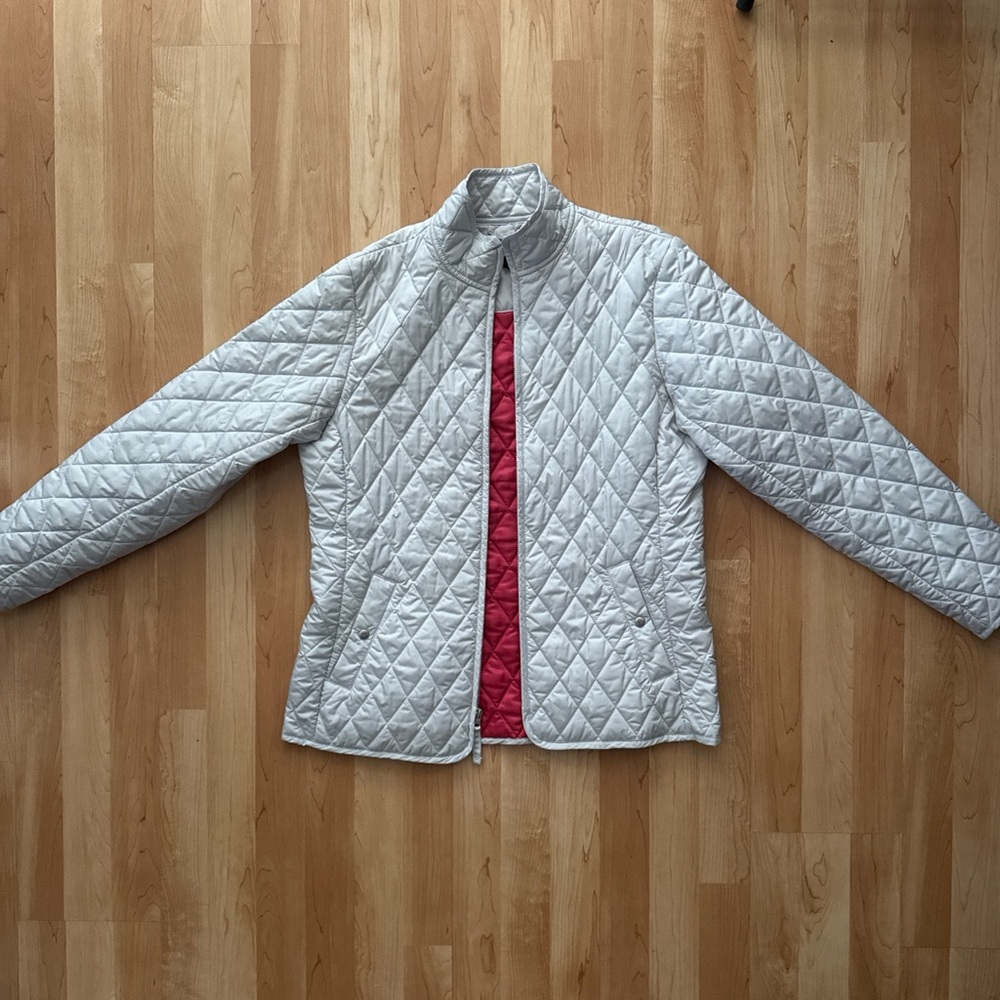 Land's End Women's Quilted Jacket - Gray and pink